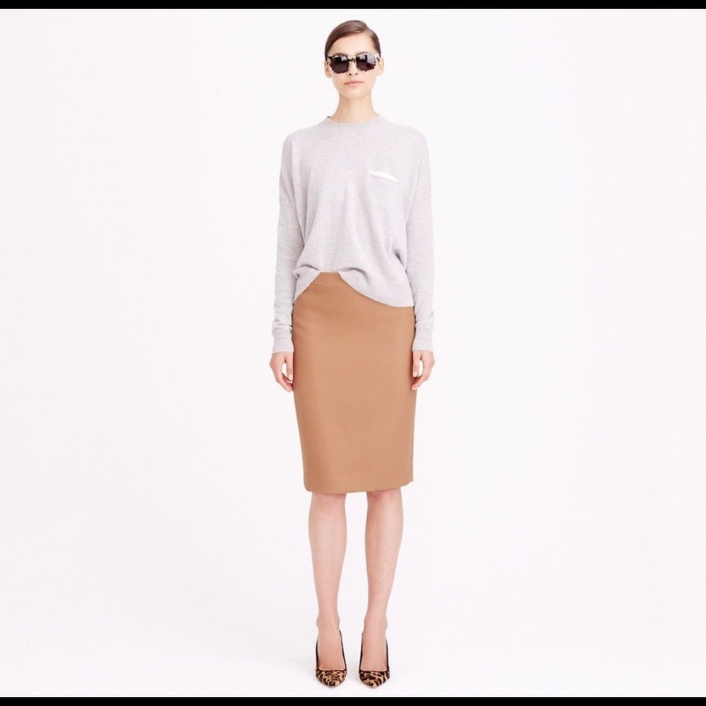 J Crew No. 2 Wool Pencil Skirt Camel Tan Beige